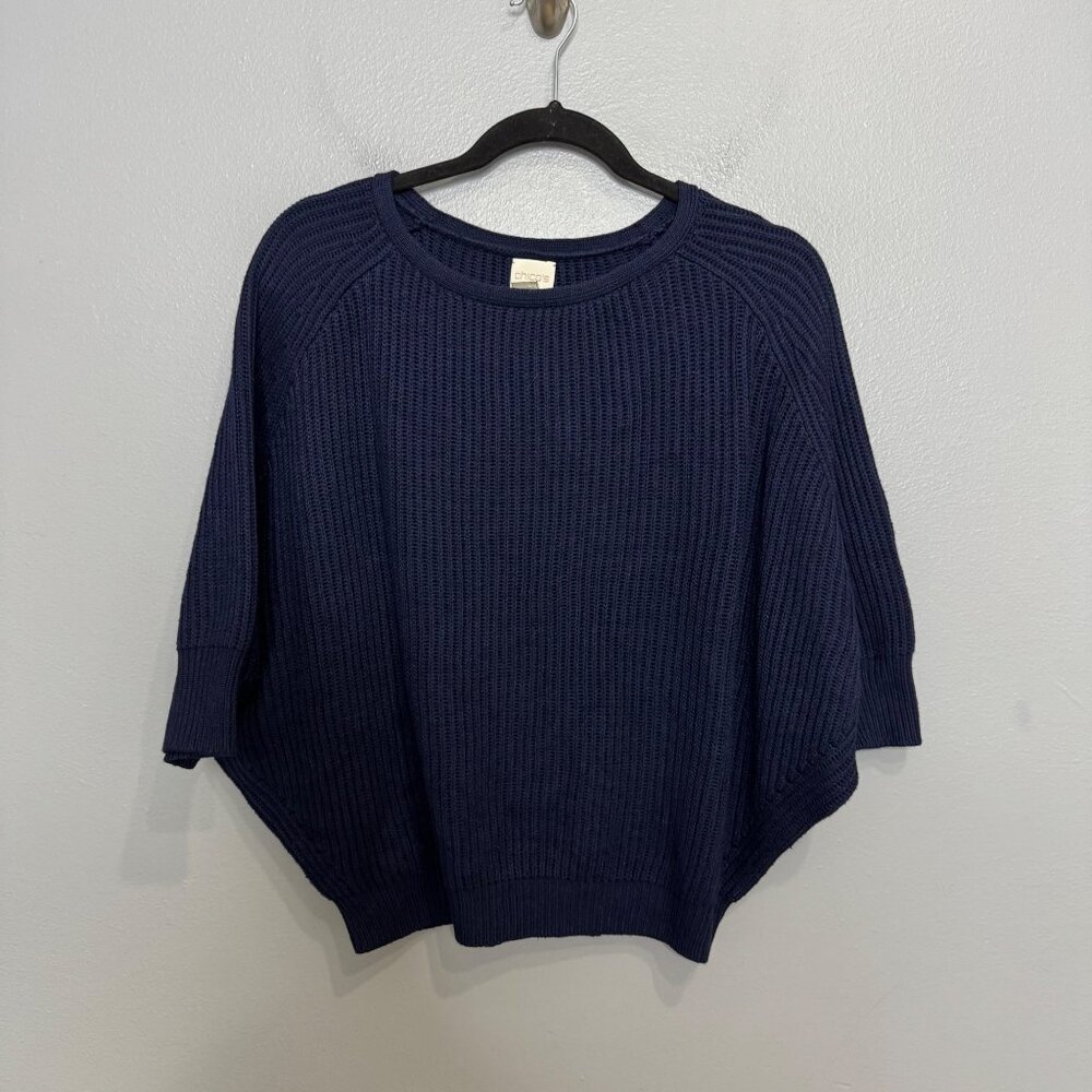 CHICO'S navy blue dolman sleeve poncho sweater size 0 or S